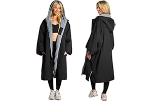 OHS Adults Drying Robe, Outdoor Waterproof Changing Robe Comfy Sherpa Privacy Robes for Women Men, Stay Dry Swimming Camping Drying Robes - S/M, L/XL