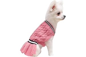 Yolispa Dog Sweater, Warm Pet Winter Knitted Jumper Soft Knitted Sweater Cable Knit Sweater Dress for Small Medium Large Dog Cat