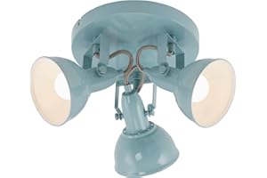 Briloner Leuchten lampa sufitowa, lampa sufitowa z 3 obrotowymi i wychylnymi punktami w stylu retro/vintage, oprawka: E14, maks. 40 W, metal, wymiary: 21 x 15,6 cm, kolor: miętowy biały