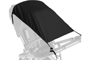 Bighan Pare-Soleil Universel pour Poussette Noir - Protection UV, Toit Anti-UV Flexible et Ajustable pour Nacelle de Bébé, Bache Imperméable et Respirante