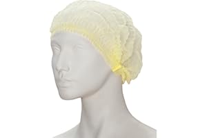 BICAP Lot de 100 bonnets jetables jaunes - Clip - Taille L - 52 cm de diamètre - Lot de 100 - En non-tissé