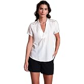 Lela G&uuml;p&uuml;r Detaylı% 100 Pamuk Regular Fit V Yaka Bluz Bayan BLUZ 611BZ0286