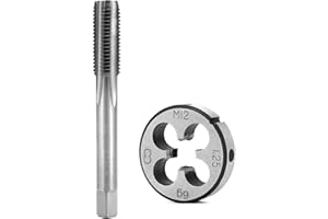 QWORK® Taraud M12x1.25mm, jeu de tarauds et filières