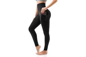 SINOPHANT Sportowe legginsy damskie z kieszeniami, legginsy sportowe z wysokim stanem, długie, nieprzezroczyste, spodnie do biegania, fitnessu, spodnie do jogi, uprawiania sportu, S-M