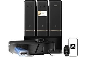 Mova Z50 Ultra Robot Aspirapolvere Lavapavimenti, 19000 Pa, con Mocio a Rullo, Forza di lavaggio da 18N，Rilevamento AI dello Sporco,Pulizia Moci con Acqua Calda a 75℃, Nero