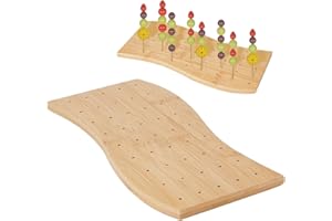 DICOSMETIC Supporto per alimenti in bambù a 45 fori, per frutta, kebab, cocktail, antipasti, presentazioni, intrattenimento e servizio