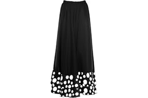 PARTILANDIA Falda Flamenca Mujer Negra Lunares Blancos Volante Doble Negro [Tallas Adulto S a XXL]【Talla M】 Ensayo Baile Danza Disfraz