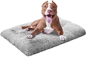 LEZUAN Cuccia Cani di Peluche Morbida Rettangolo, Letto Cane Anti Ansia, Cuscino Cane Cálido, Tappetino per Cani con Fondo Antiscivolo, Materassino per Cani Lavabile in lavatrice(Grigio,68x100cm)