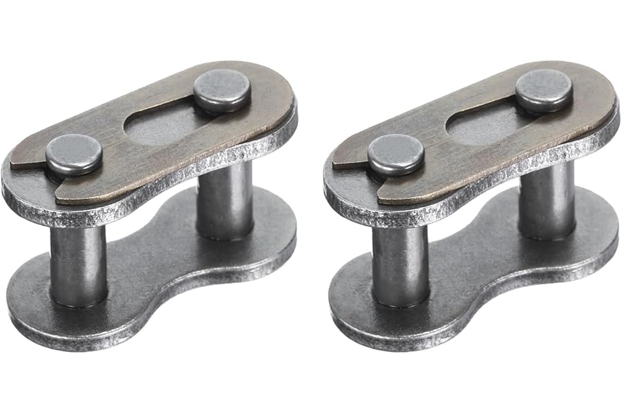 sourcing map 2Pcs #520 Chain Master Connector Link Roller, 15mm Pitch Carbon Steel, Standard Connecting Split Links