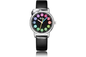 KDM Kids Girls Boys Watch Analogue Watch Quartz Time Teacher Watches for Girls Ages 3-12 Leather Waterproof Watch