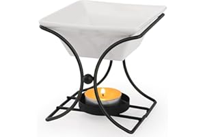 WD&CD Quemador de Aceite, Quemador de Aceite de Metal y Cerámica, Difusor de Aroma Portavelas Quemador de Cera Geométrico para SPA Yoga Meditación Casa Sala De Estar Decoración, Negro