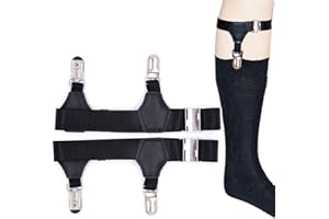 Zoylink 1 Paar Herren Uniform Socken Strumpfbänder Strumpfband Einstellbar Schwarz Zwei Clips