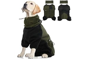 PUMYPOREITY Chaqueta para Perros, Chaleco de Forro Polar Elástico con Cuello Alto Desmontable - Ropa Abrigo para Perros Pequeños (Verde Militar, L)