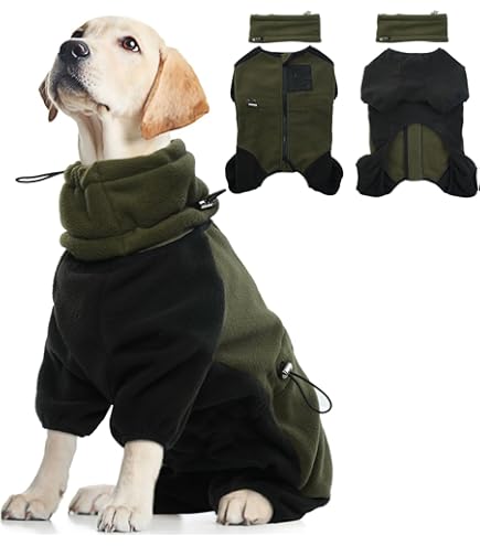 Dotoner Fleece jas, wintertrui, pyjama, onesie, volledige bodyjas met benen, warme hondenkleding, winddicht, gezellige jumpsuit, outfit voor kleine - grote indoor- en buitenkleding
