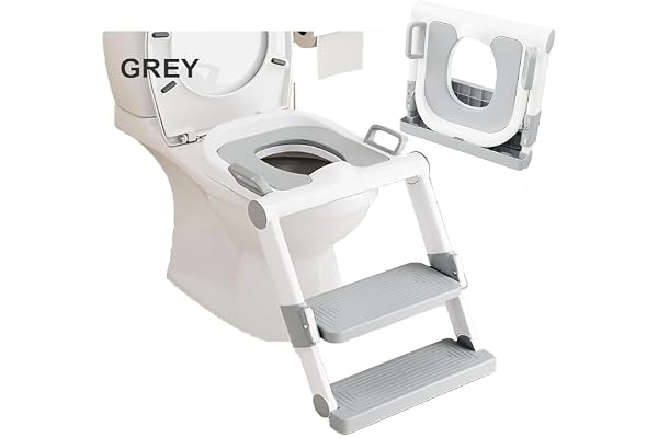 DURALIS - Reducteur Toilette Enfant - Rehausseur Toilette Enfant avec Marche - AUCUN Montage - Pot Bebe Toilette - Réglable et Pliable, Adaptateur Toilette pour Apprentissage de la Propreté