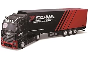 Bburago B18-31460Y STREET FIRE HAULERS WITH TRAILER Die-Cast Truck-M-B ACTROS GIGASPACE YOKOHAMA-1:43 - kolekcjonerska zabawka Mercedes, różne wzory i kolory