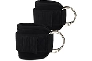 FIKIRO 2Pcs Gym Ankle Strap Cable Attachment, Ankle Straps for Cable Machines Adjustable Strap，Double D-Ring Ankle Gym Cuff for Kickback Legs, Glute Workouts, Leg Extensions