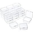 DELFINO Containers Box, DELFINO Small Clear Plastic Beads Storage Containers Box with Hinged Lid, Storage Case of Small Items, Crafts, Jewelry, Hardware, 3.3 x 3.3 x 1.1 Inche, 8 Pieces