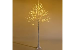 COSTWAY Drzewko świetlne LED, 150 cm, brzozowe drzewko z diodami LED o ciepłej bieli, sztuczna choinka, choinka, sztuczne drzewko dekoracyjne