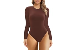 SHAPERX Body damskie, wysokie rozciągliwe, eleganckie wycięcie pod szyją, leotard racerback top z tangą, bez rękawów, krótki rękaw, długi rękaw
