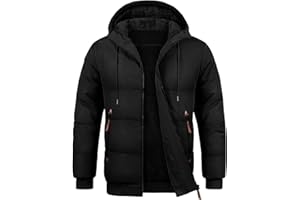 Voqeen Chaqueta Hombre Invierno Forro Polar Cálido Cazadora Acolchada con Capucha y Bolsillos Abrigos Parka Térmica Casual al Aire Libre Otoño