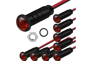 Gebildet 10pcs LED in Plastica Spia Luminosa AC/DC 12-24V Foro di Montaggio Dimensione 6mm (Rosso)