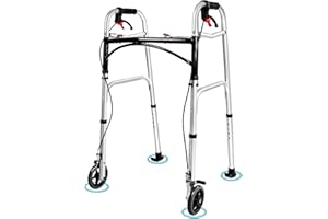 EOSPRIM Deambulatore ultraleggero pieghevole，Deambulatore con freni,Girello per anziani, Deambulatori per anziani da interno, Deambulatore ultraleggero pieghevole, Deambulatore per anziani (Argento)