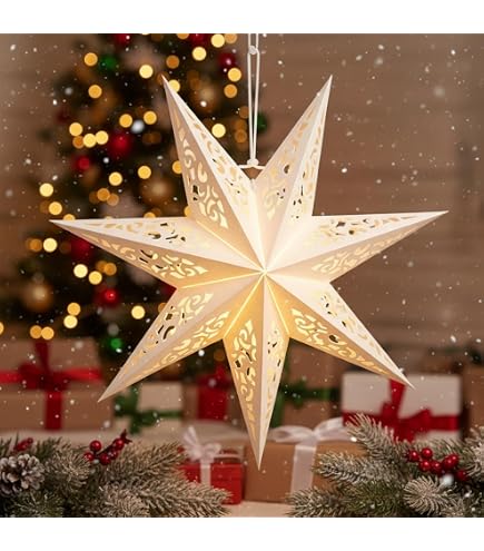 Star Trading Weihnachtsstern 'Frozen' - Papier-Ersatzschirm, 34 Cm Durchmesser, Weiß, Für Innenbereich