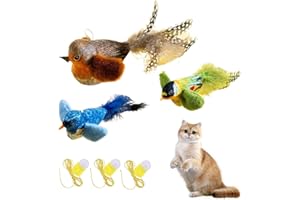 KLVGTIFS 3 Pezzi Uccellino per Gatti Che Vola con Erba Gatta, Giochi Interattivi Uccello Volante per Gatti, Flapping Bird Cat Toy Interattivo Che Si Muove, Giocattolo Simulazione Uccello Gatto