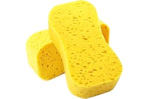 YIAPINN Jumbo Sponges,Car Cleaning Washing & Windows - Anti Scratch Technology, Perfect For Wheels, Windscreen & Bodywork Easy Grip Thick Foam Car Sponges (2PCS Yellow)