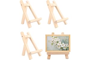 CYEER Lot de 4 Mini chevalets en Bois, 15 x 20 cm, Petit chevalet Triangulaire, chevalet de Table, décoration en Bois pour Affichage, chevalet de Table, Support de Cadre Photo