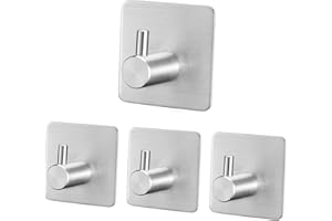 Billybath Haken Selbstklebend Edelstahl Handtuchhalter ohne Bohren für Bad und Küche, Badezimmer Wandhaken Selbstklebend Robust Stabil,Einfach Montage (4 Stück)