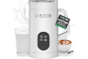 JOCOSA Milk Frother Electric, 4 in 1 Milk Steamer,350ml 400w Cold/Hot Frothing Foam Maker and Milk Warmer for Coffee, Latte, Hot Chocolates, Cappuccino-White