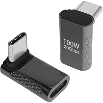 QIANRENON USB-C 90° Winkel Adapter – 40 Gbps, USB 4.0, 100 W Laden, 8K Video, 2 Stück, Aluminiumgehäuse
