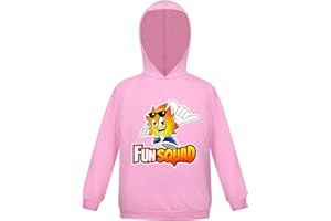 YORZMIN Boys Girls Fun Squad Merch Kids Hoodie Hooded Top Sweatshirts Jumper Clothes Lightweight Sport Hoody For Unisex Child Gamers Birthday Gifts