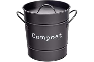 Harbour Housewares Industrie Compost Bin - Vintage Style Stahl Küche Storage Bucket - Removable Inner - Schwarz