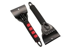 HONGTELLOR Ice Scraper ,Snow Removal with Antifreeze Glove Ice Scraper,Car Windscreen Frost & Car Ice Scraping Snow Shovel Tool Wiper for Windshield and Window (2pcs BlackRed)