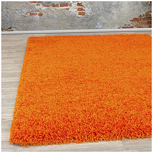 Alfombra  de pelo largo de 4 cm., polipropileno, Naranja, 80X150 CM - 2'6''X4'9'' FT