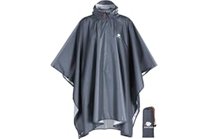 Anyoo Wodoodporny Ponczo, lekki, wielokrotnego użytku, ripstop, wielofunkcyjny wodoodporny oddychający z kapturem, składany pokrowiec ochronny na dole, idealny na zewnątrz, na kemping, turystykę,