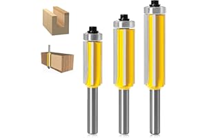 QIPUNEKY 3 Stück Bündigfräser 8 mm holzfräser Bündigfräser Kugellager am Schaft bündigfräser kugellager oben