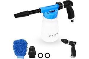 STANEW Car Wash Foam Sprayer, 900ml Hose Snow Foam Gun, Hose Soap Gun Snow Foam Lance for Cleaning Car Garden with Cleaning Kit Watering, Fit Universal Garden Hose