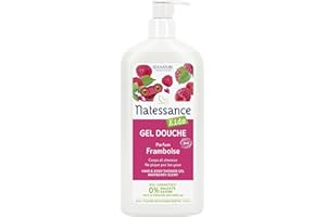 Natessance - Gel Douche Corps Et Cheveux Kids - Framboise - Certifié Bio Cosmos Organic - Flacon 100% végétal - 500 ml