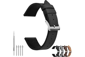 TODYSTRAP Cinturino Orologio Pelle 20mm, Cinturini Orologio Uomo Nero, Cinturini per Orologi di Ricambio, Cinturino Smartwatch con Fibbia in Acciaio Inossidabile, 18mm 20mm 22mm 24mm