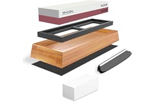 Meiyijia - Pierre à aiguiser, pierre à aiguiser de qualité supérieure, kit d'affûtage de couteaux en pierre à aiguiser, base en bambou antidérapante, grain à 2 côtés