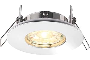 National Lighting SPECULO Ultra Slim Compact Chrome Fire Rated Downlight Recessed LED GU10 Round Spotlight Ceiling Light for Bathroom, Shower, Kitchen IP65 Rated