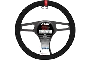 Simoni Racing Couvre-Volant Carrera Look - Microfibre Noir + Marquage Rouge - 37-39cm