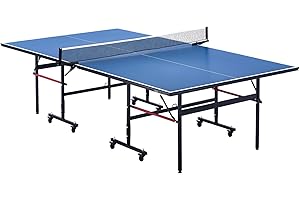 VEVOR Ping Pong Table, Professional Table Tennis Game, Indoor MDF Portable Table Tennis Table, Foldable Ping Pong Table with Quick Clamp Net and Lockable Wheels, 10 Minute Easy Assembly, 12mm Tabletop
