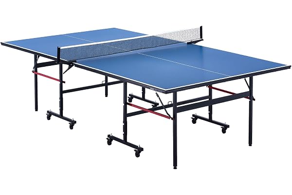 VEVOR Bordtennisbord, för professionellt bordtennisspel, bärbara hopfällbara bordtennisbord i MDF, med snabbspännnät och låsbara hjul, 12 mm