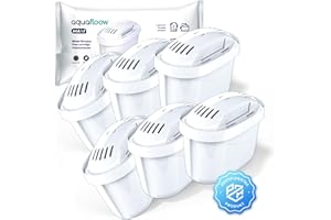 Aquafloow wkłady filtrujące do wody kompatybilne z BRITA Maxtra+, Style, Marella, Elemaris, XL, Fun (zestaw 6 szt)