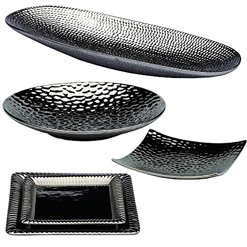 Moderne Dekoschalen Silber Dekovasen Schale Dekoteller Obstschale Kerzentablett (Länglich klein) - 2